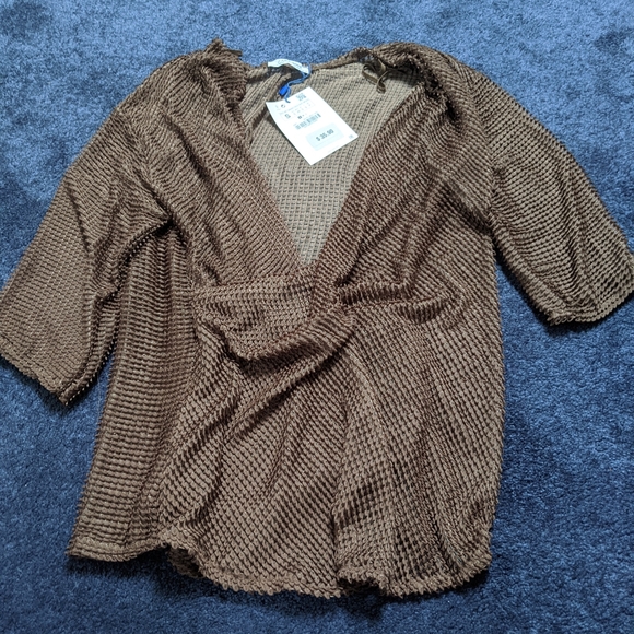 NWT Zara Draped Mesh Top - Picture 4 of 4
